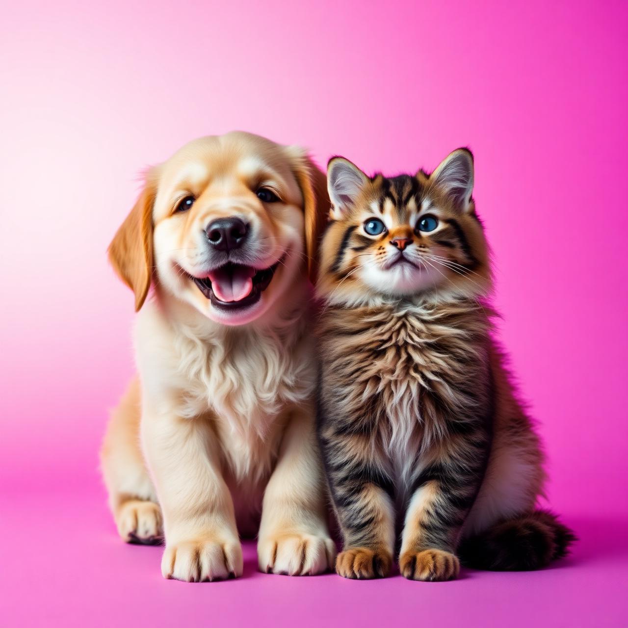 Cachorro e gato felizes